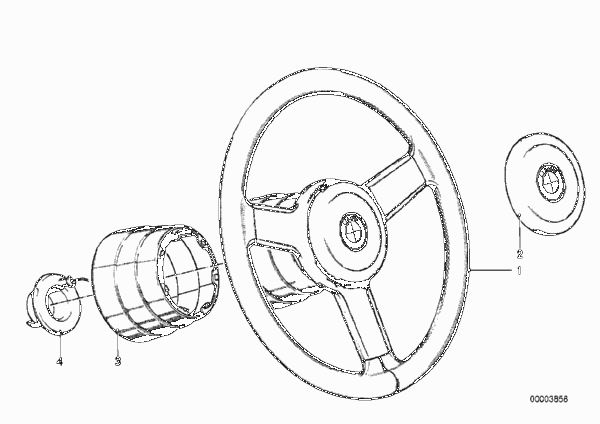 спортивное рулевое колесо для BMW E23 745i M30 (схема запчастей)