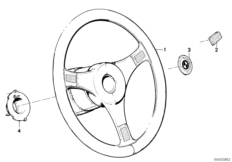 Спортивное рулевое колесо M Technic для BMW E12 520 M20 (схема запасных частей)
