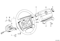 Рулевое колесо с НПБ для BMW E30 323i M20 (схема запасных частей)