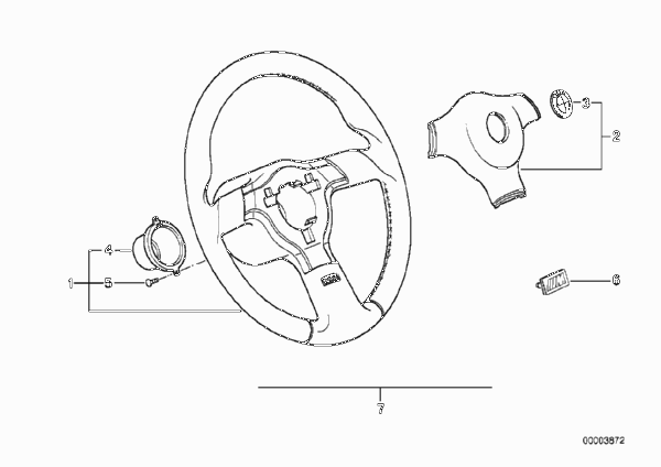 Спортивное рулевое колесо M Technic для BMW E34 525i M50 (схема запчастей)