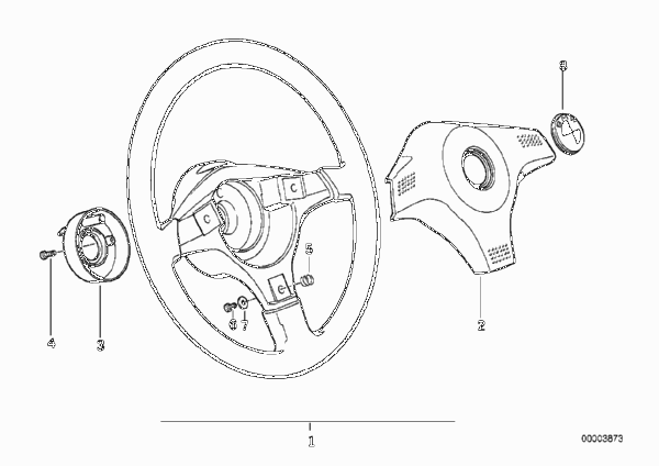 спортивное рулевое колесо для BMW E34 518i M40 (схема запчастей)