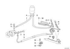 Маслопроводы гидроусилителя рул.управл. для BMW E36 320i M50 (схема запасных частей)