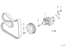 Насос гидроусилит.рул.управл./крепление для BMW E34 525tds M51 (схема запасных частей)