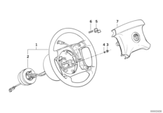 Рулевое колесо с НПБ для BMW E30 316i M40 (схема запасных частей)