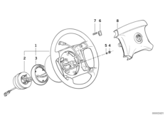 Рулевое колесо с НПБ для BMW E32 730i M30 (схема запасных частей)