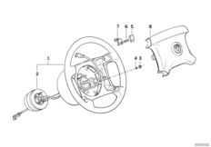 Рулевое колесо с НПБ для BMW E34 540i M60 (схема запасных частей)