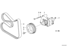 Насос гидроусилит.рул.управл./крепление для BMW Z3 Z3 M3.2 S50 (схема запасных частей)