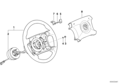 Рулевое колесо M Technic с НПБ для BMW E36 M3 S50 (схема запасных частей)