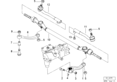 Рулевые тяги/тяги рулевой трапеции для BMW E38 728i M52 (схема запасных частей)