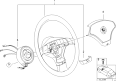 Cпортивное рулевое колесо c НПБ 2 для BMW E36 318i M43 (схема запасных частей)