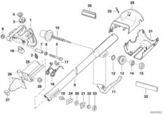 Опорный кронштейн вала рул.управ./детали для BMW E36 320i M52 (схема запасных частей)