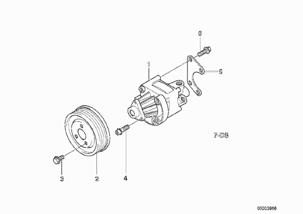Насос гидроусилит.рул.управл./крепление для BMW E36 318tds M41 (схема запчастей)