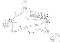 Маслопроводы гидроусилителя рул.управл. для BMW E36 316i 1.6 M43 (схема запасных частей)