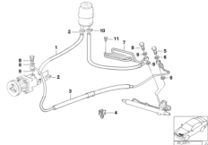 Маслопроводы гидроусилителя рул.управл. для BMW E36 328i M52 (схема запасных частей)
