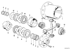 Детали элемента блокировки для BMW E12 535i M30 (схема запасных частей)