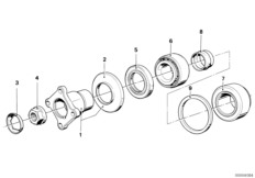 Подшипники фланца, ст.привода/упл.кольцо для BMW E34 518i M40 (схема запасных частей)