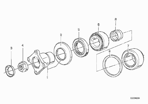 Подшипники фланца, ст.привода/упл.кольцо для BMW E34 518i M43 (схема запчастей)