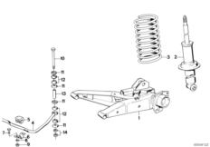 Балка заднего моста/подвеска колеса для BMW E23 735i M30 (схема запасных частей)