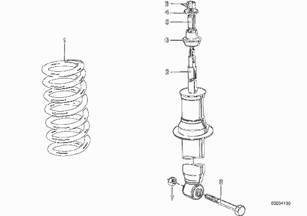 Амортизатор/витая пружина/дополн.элемен. для BMW E12 525 M30 (схема запчастей)