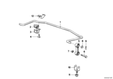 стабилизатор задний для BMW E30 320i M20 (схема запасных частей)
