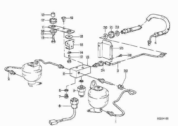 Система регулир.дорож.просв./провода Зд для BMW E12 520i M10 (схема запчастей)