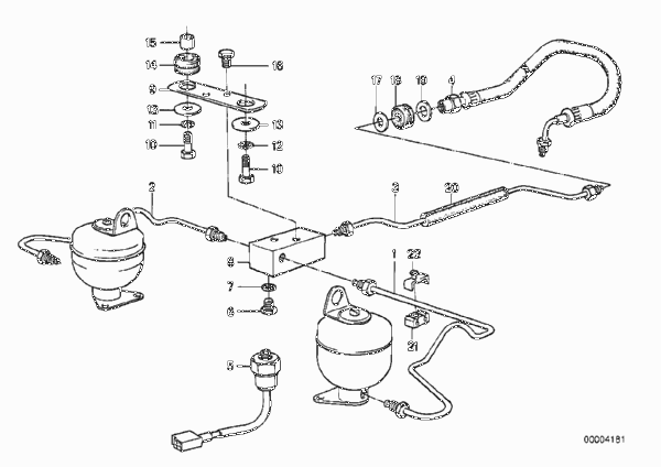 Система регулир.дорож.просв./провода Зд для BMW E32 730i M30 (схема запчастей)
