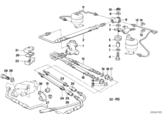 Система регулир.дорож.просв./доп.элем. для BMW E32 730iL M30 (схема запасных частей)