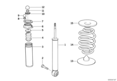 Детали амортизационной стойки Зд для BMW Z1 Z1 M20 (схема запасных частей)