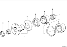 Подшипники фланца, ст.привода/упл.кольцо для BMW E36 316i 1.9 M43 (схема запасных частей)