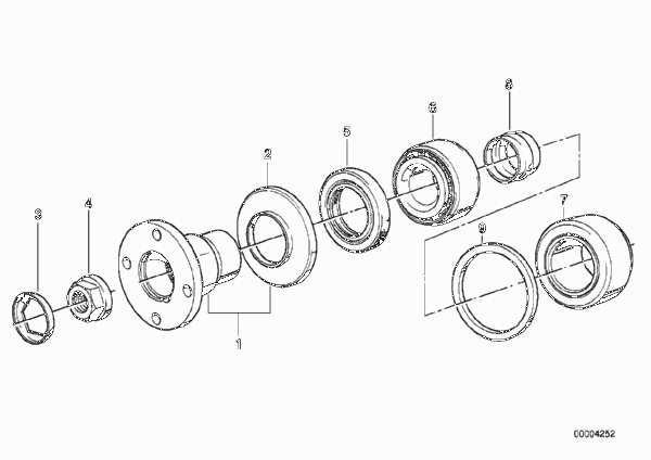 Подшипники фланца, ст.привода/упл.кольцо для BMW E36 316g M43 (схема запчастей)