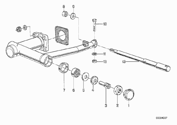 Детали качающегося рычага заднего колеса для BMW 248 R45T/N 0 (схема запчастей)