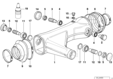 Качающийся рычаг заднего колеса для MOTO 2473 R 100 R Mystik 94 0 (схема запасных частей)