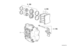Суппорт тормозного механиз.перед.колеса для BMW E23 735i M30 (схема запасных частей)