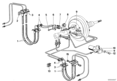 Трубопровод торм.привода Пд /крепление для BMW E12 535i M30 (схема запасных частей)