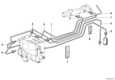 Трубопровод тормозного привода c ABS Пд для BMW E30 325ix M20 (схема запасных частей)