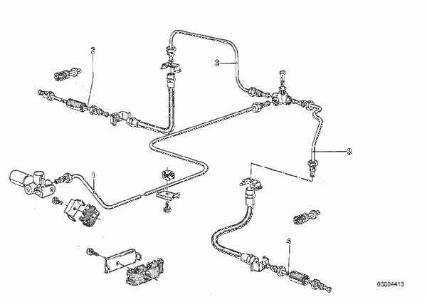 Трубопровод тормозного привода Зд для BMW E12 535i M30 (схема запчастей)
