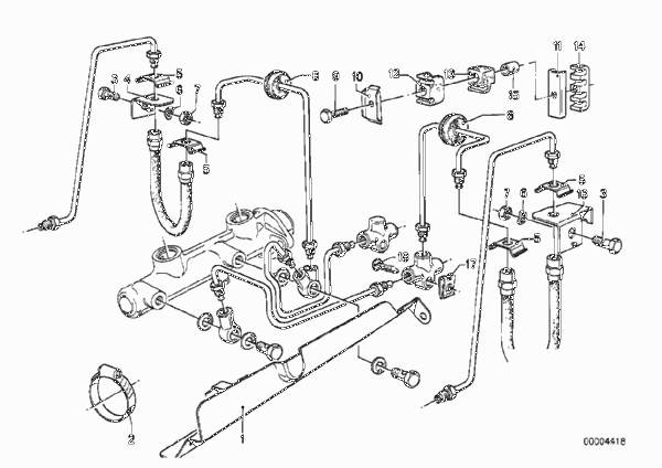 Трубопровод торм.привода Пд /крепление для BMW E23 735i M30 (схема запчастей)