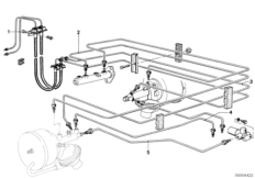 Трубопровод тормозного привода Пд для BMW E12 525 M30 (схема запасных частей)