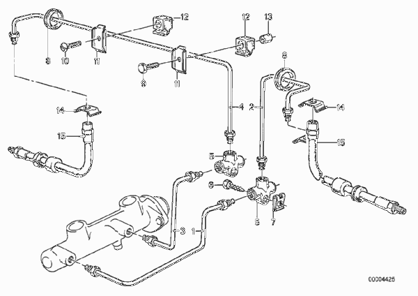 Трубопровод тормозного привода Пд для BMW E28 518 M10 (схема запчастей)