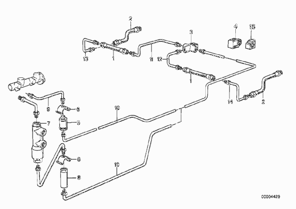 Трубопровод тормозного привода Зд для BMW E30 316 M10 (схема запчастей)