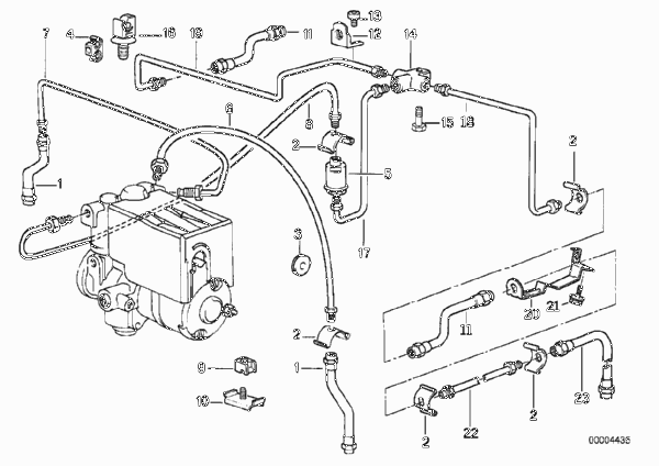 Трубопровод торм.привода Пд/Зд/креплен. для BMW Z1 Z1 M20 (схема запчастей)