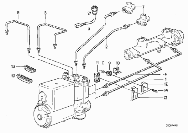 Трубопровод тормозного привода c ABS Пд для BMW E28 524d M21 (схема запчастей)