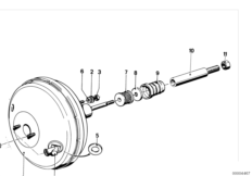 Вакуумный усилитель тормозов для BMW E12 525 M30 (схема запасных частей)