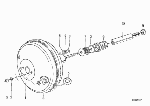 Вакуумный усилитель тормозов для BMW E12 528 M30 (схема запчастей)