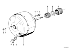 Вакуумный усилитель тормозов для BMW E12 520 M20 (схема запасных частей)
