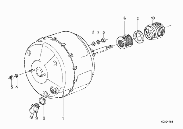 Вакуумный усилитель тормозов для BMW E12 520 M20 (схема запчастей)
