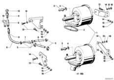 Вакуумный усилитель тормозов для BMW E12 520i M10 (схема запасных частей)