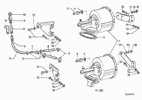 Вакуумный усилитель тормозов для BMW E12 518 M10 (схема запчастей)
