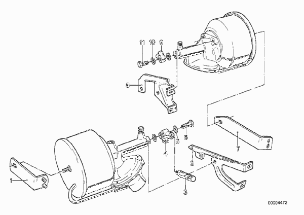 Усилитель тормозов/крепление для BMW E12 520 M20 (схема запчастей)