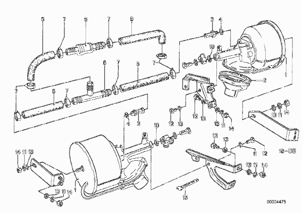 Вакуумный усилитель тормозов для BMW E12 535i M30 (схема запчастей)